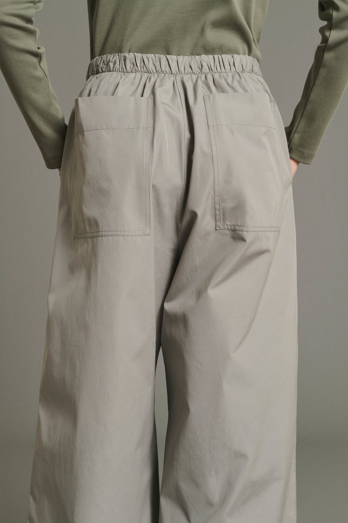 Hose Hugues – graue Popeline, weites Bein, Damen – Soeur