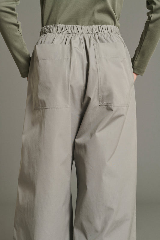 Hose Hugues – graue Popeline, weites Bein, Damen – Soeur