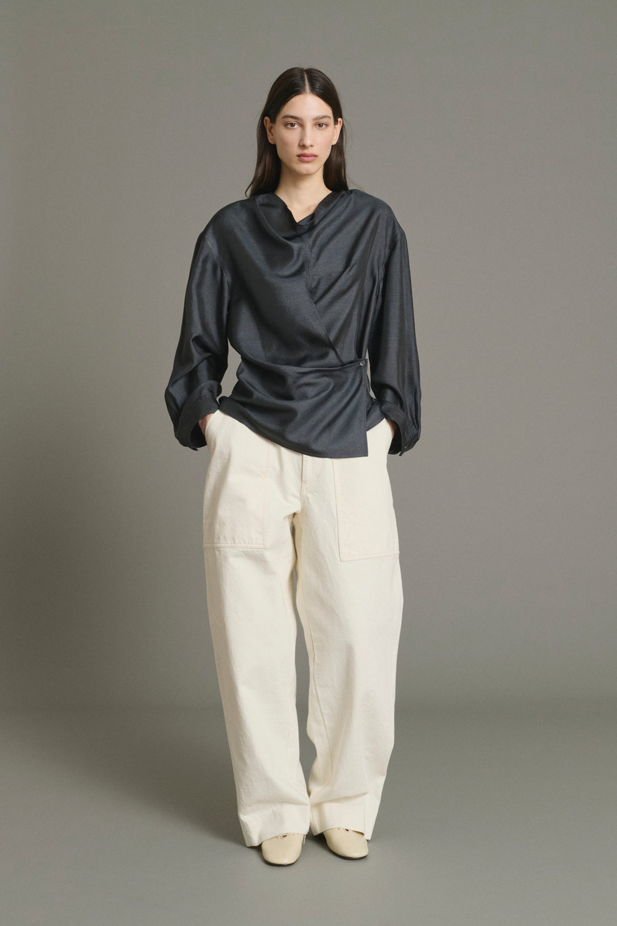 Bluse Jenny – Anthrazitgrau – Seide – Damen vue 1
