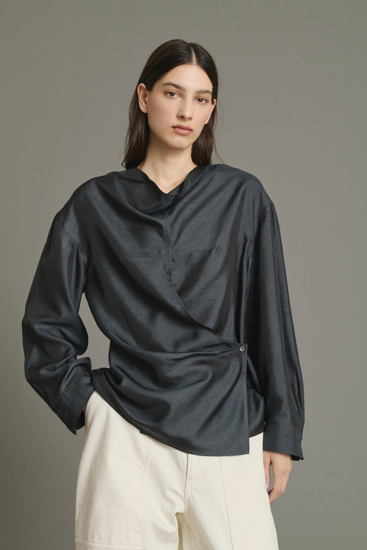 Bluse Jenny – Anthrazitgrau – Seide – Damen vue 3