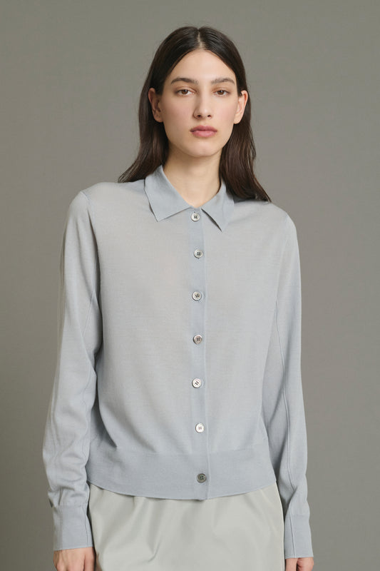 Hailey Cardigan - Pale Blue - Merino Wool - Women