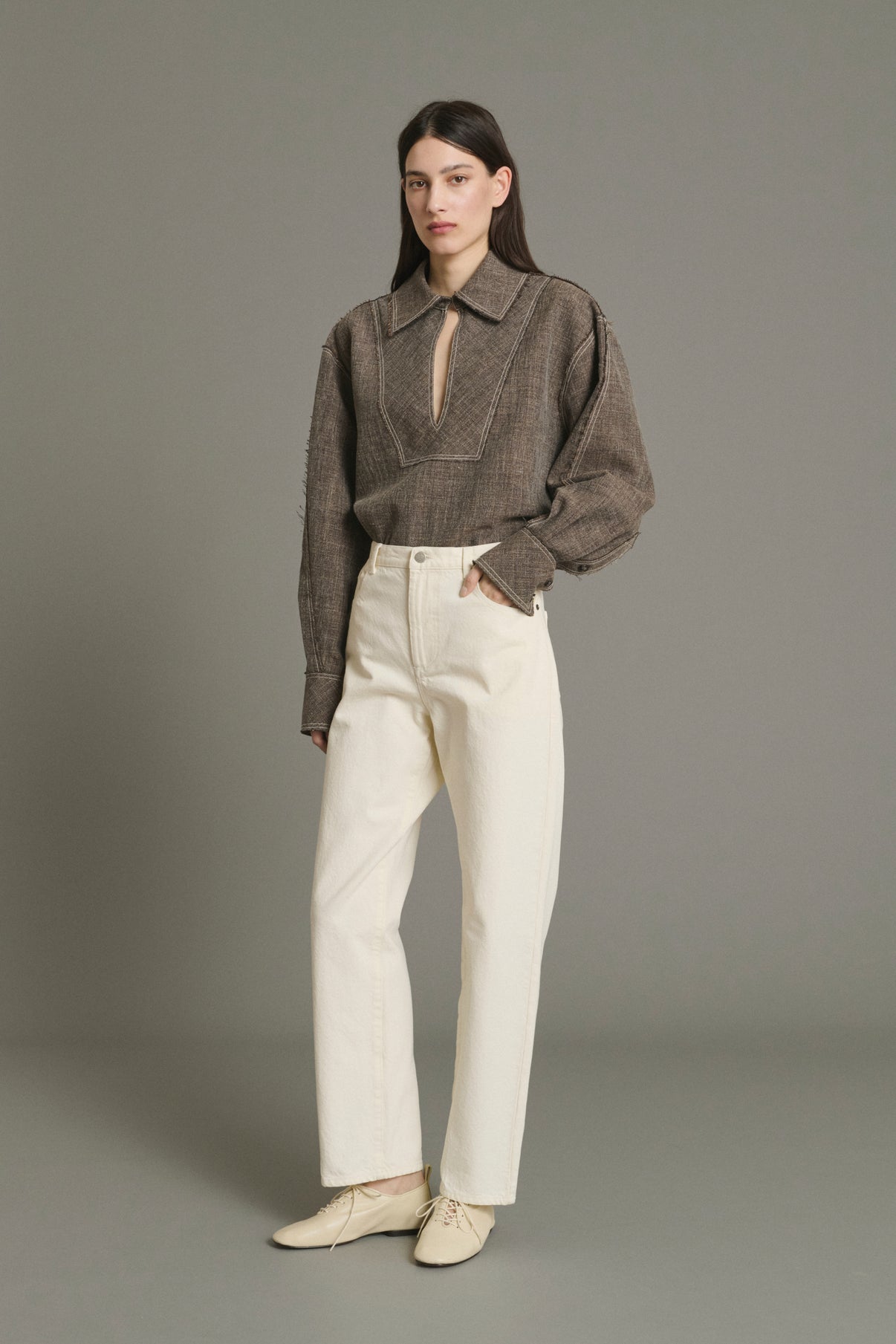 Jeans Barnabe - Écru weicher Denim Damen - Soeur vue 5