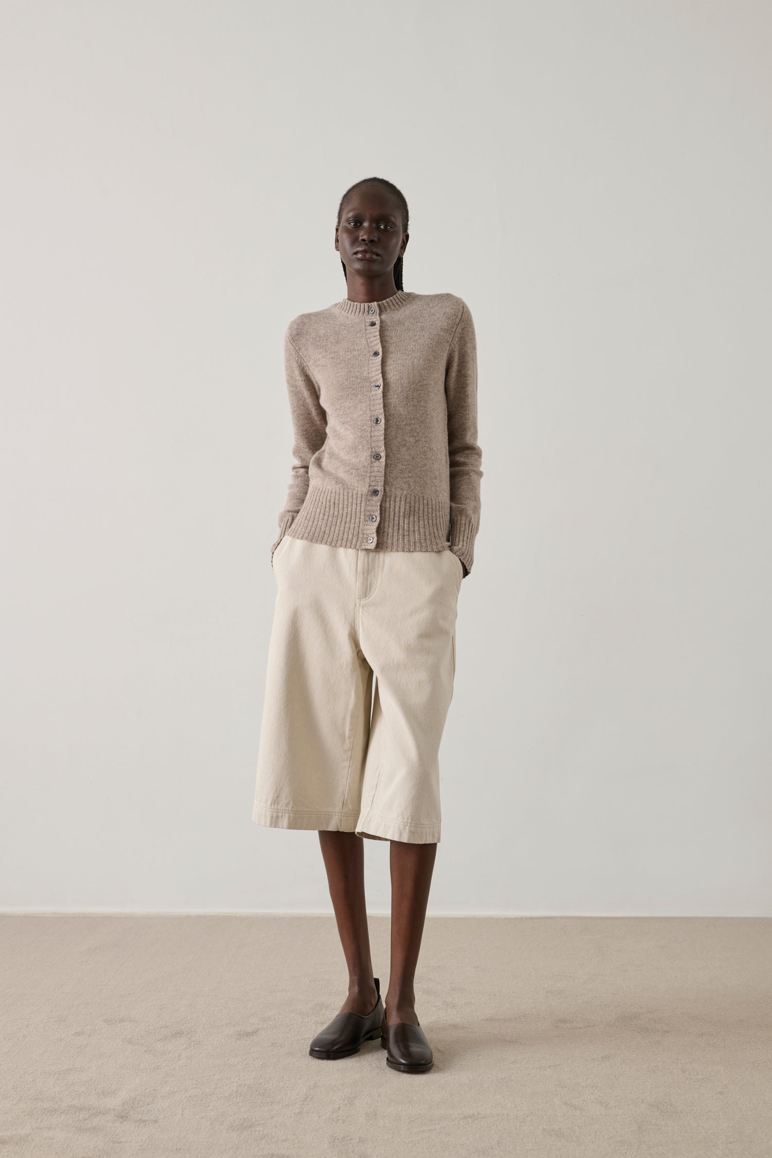 Cardigan Fugu - Beige - Merinowolle - Damen