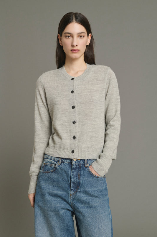 Griffith Cardigan - Light Grey Marl - Wool - Women