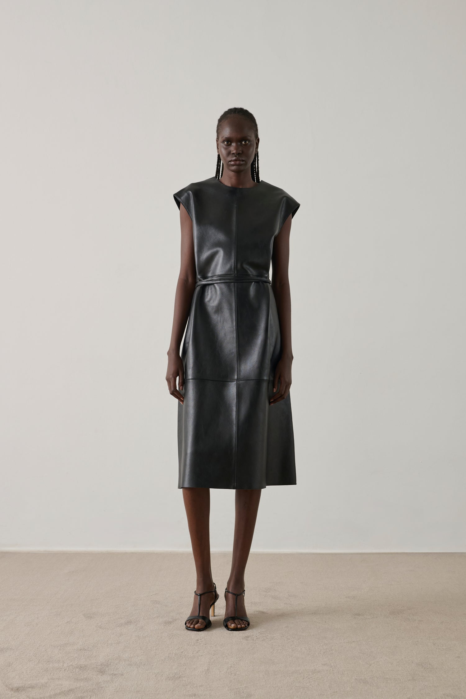 Kleid Sofia - Schwarz - Leder - Damen