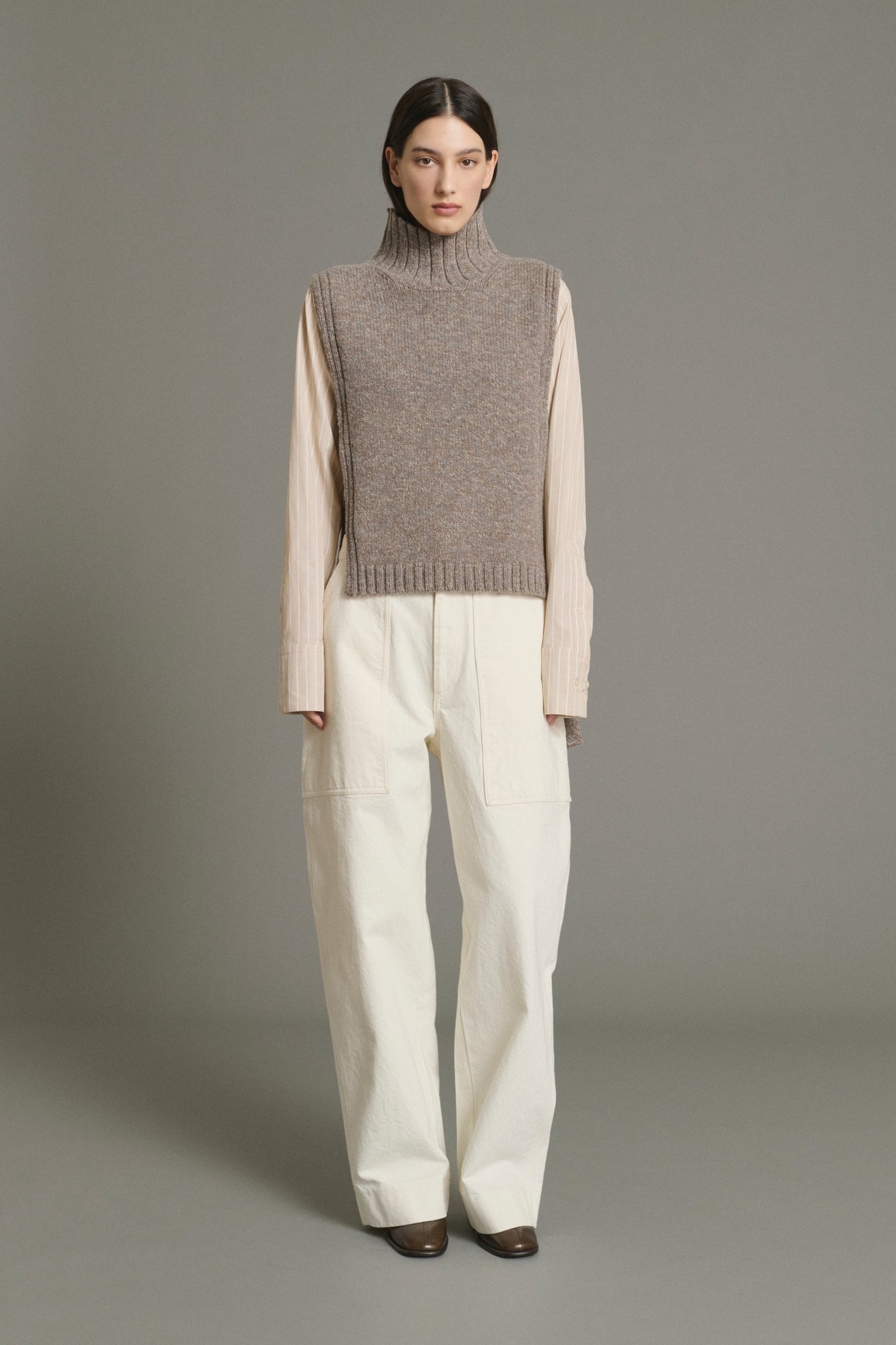 Pullover Or – Beige/Grau – Wolle – Damen