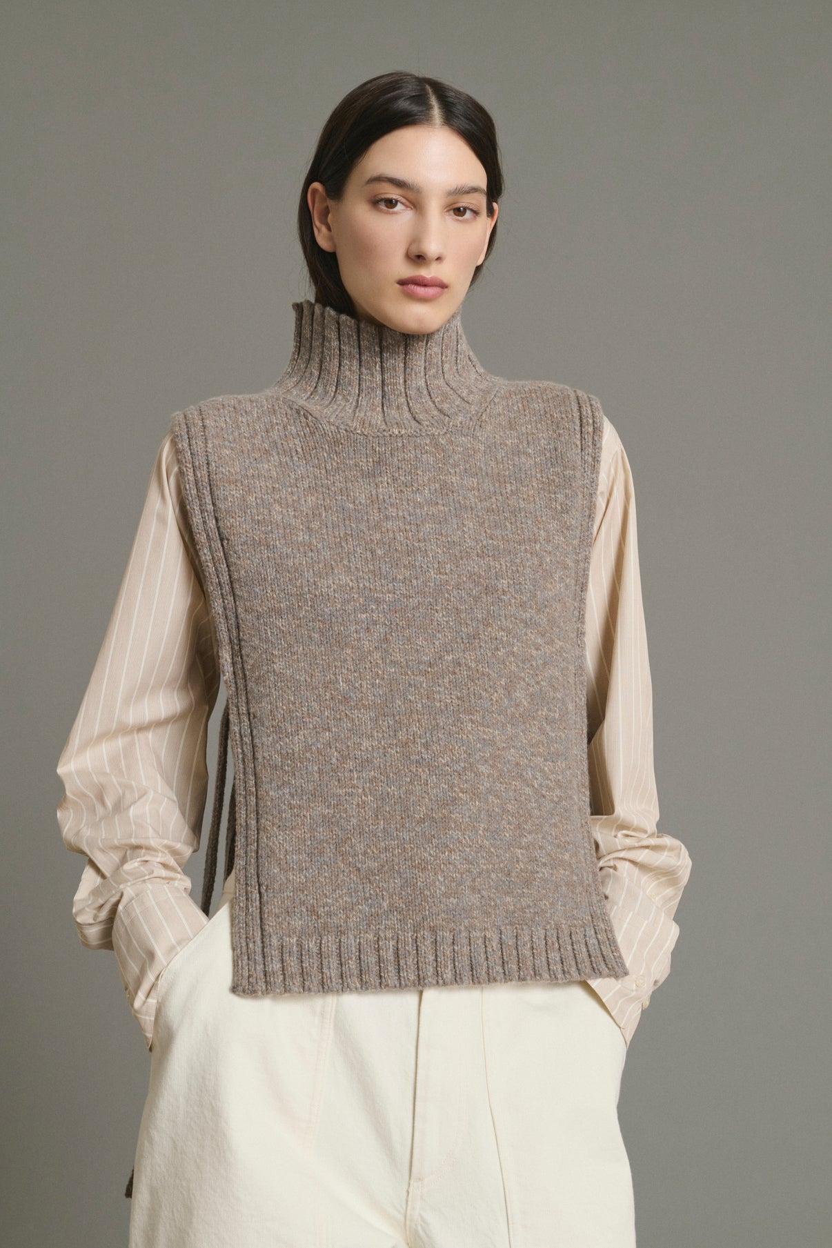 Pullover Or – Beige/Grau – Wolle – Damen vue 3