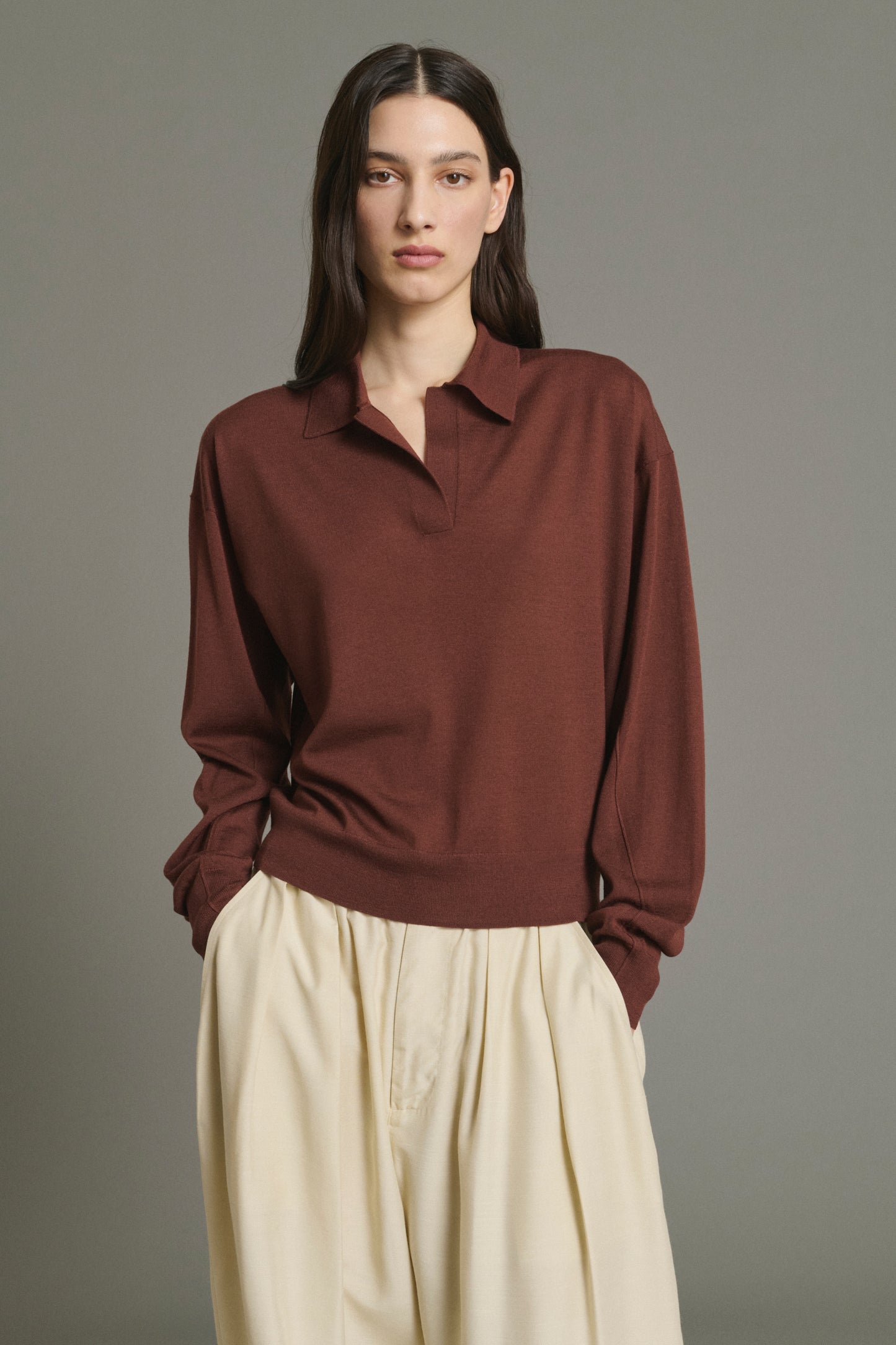 Pullover Fleming - Mahagoni - Merinowolle - Damen