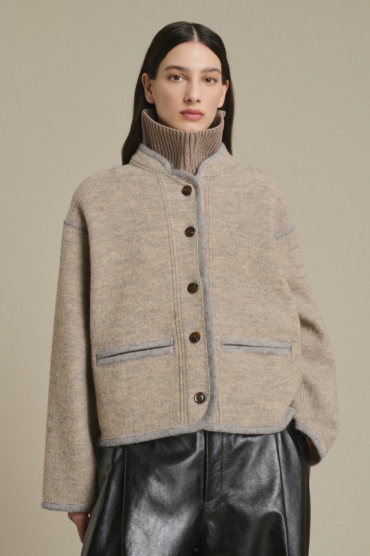 Jacke Olympe – Beige/Grau – Wolle – Damen vue 3