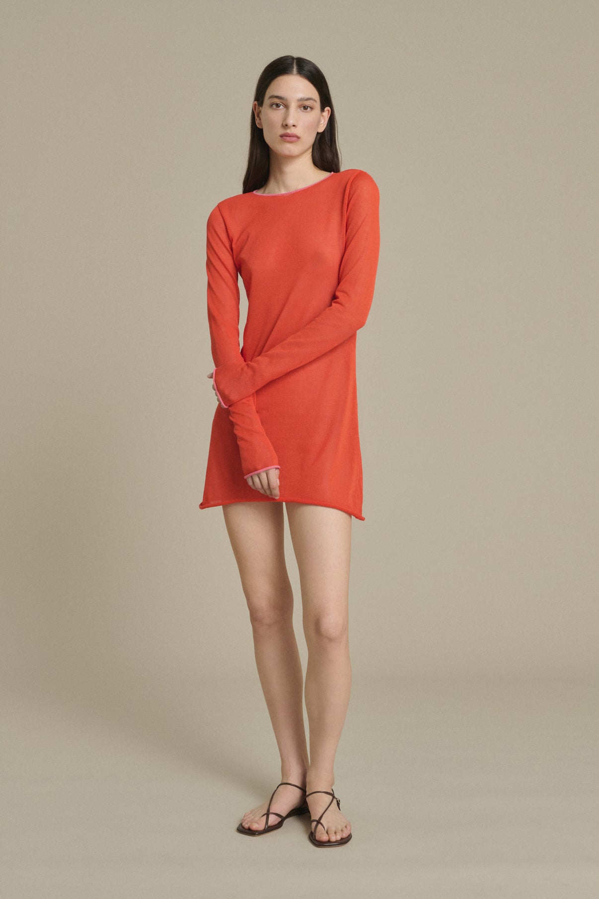 Kleid Irene mini orangerot aus Strickware Soeur & TL180 - Soeur vue 1
