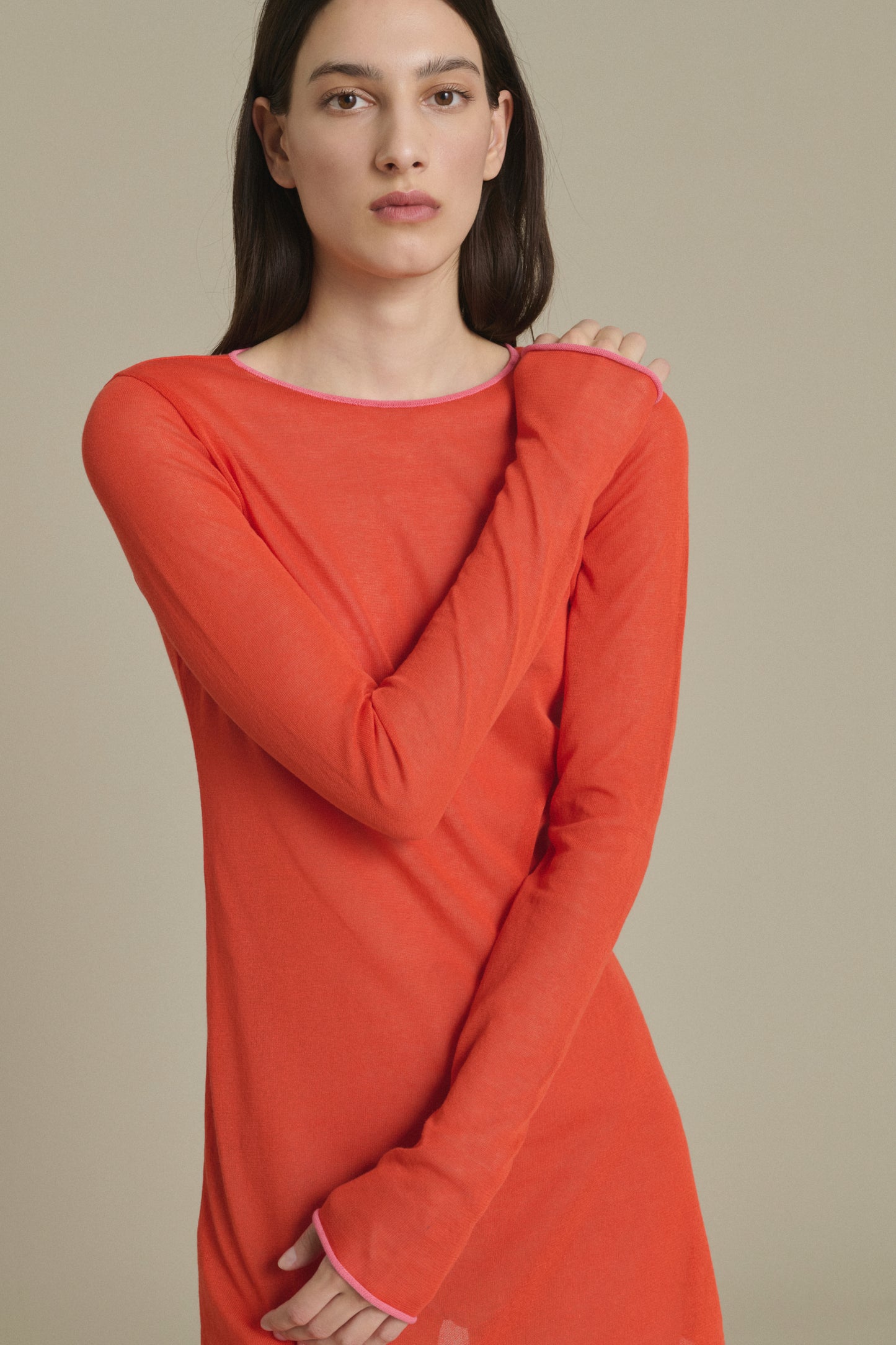 Kleid Irene mini orangerot aus Strickware Soeur & TL180 - Soeur