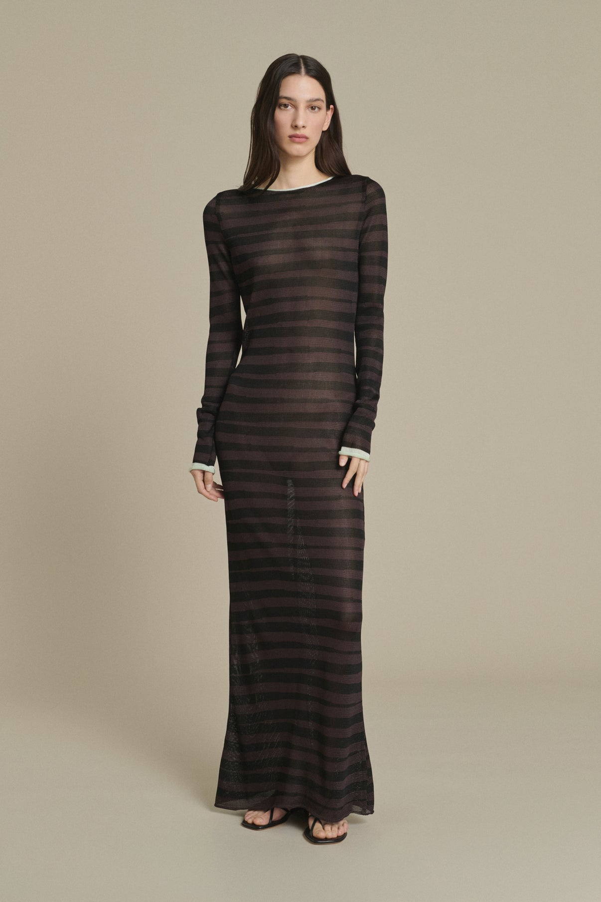 Kleid Momo lang gestreift Schokolade und Schwarz Soeur & TL180 - Soeur vue 1