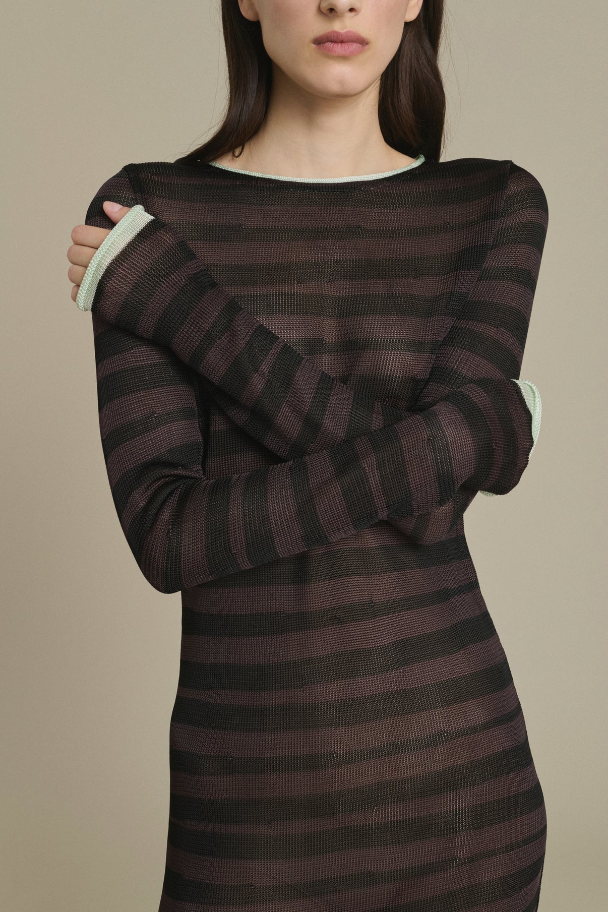 Kleid Momo lang gestreift Schokolade und Schwarz Soeur & TL180 - Soeur vue 3