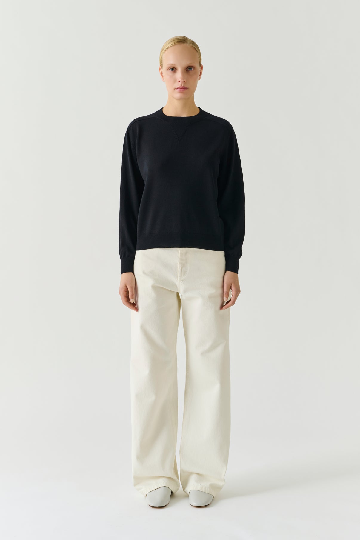 Pullover Pio - Black - Merino Wool - Women vue 1