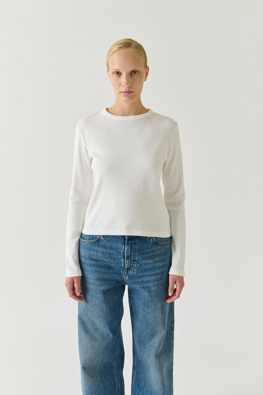T-Shirt Flavie - Blanc Coton Bio Manches Longues - Soeur