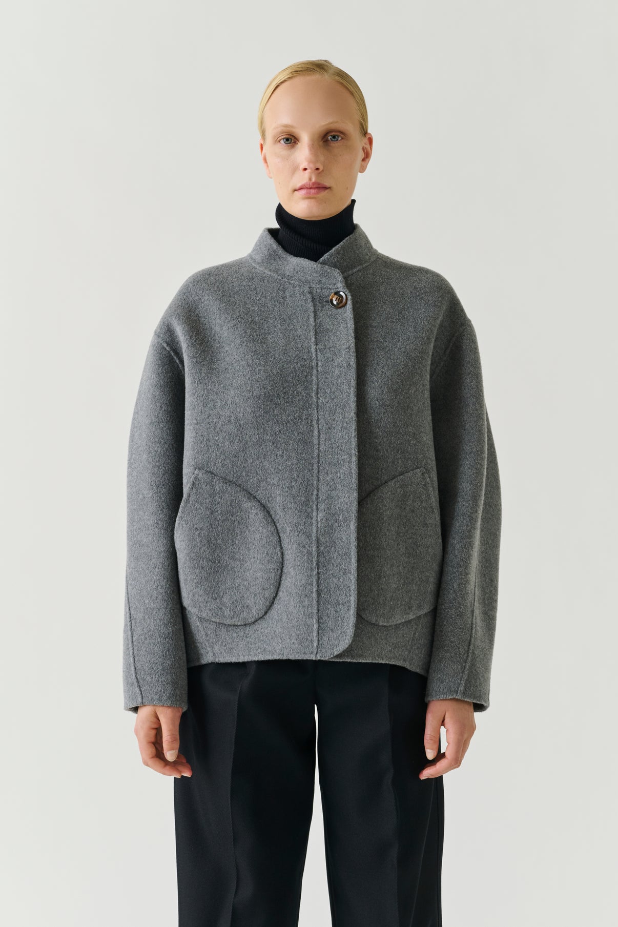 Mantel Windsor – Hellgrau – Wolle – Damen vue 1