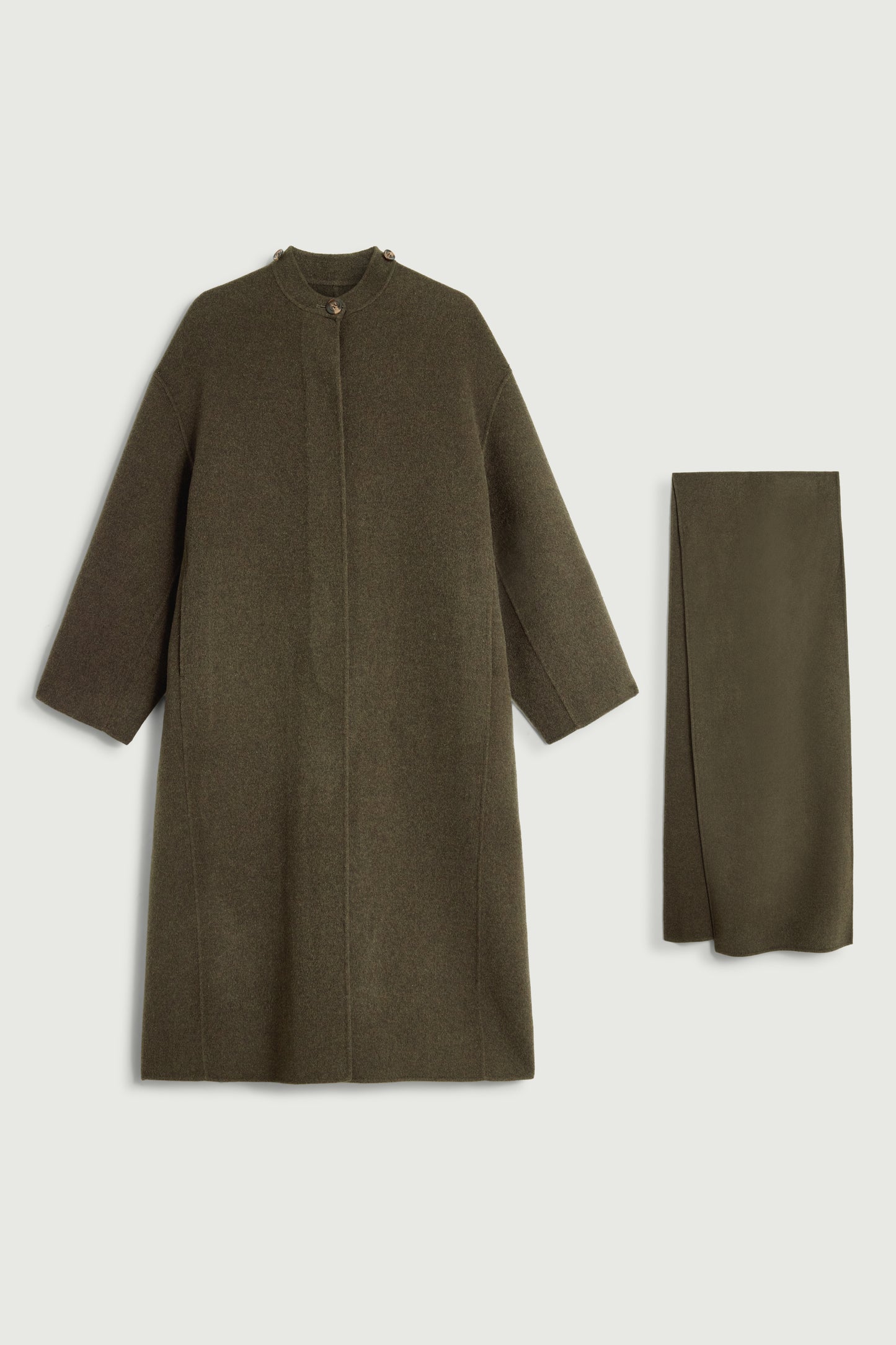 Mantel Finn – Kaki Meliert – Wolle – Damen